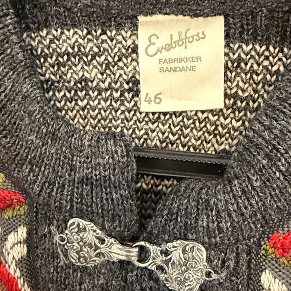 Vintage Evebofoss Nordic Wool Cardigan Sweater Pewter Clasps - Picture 2 of 12